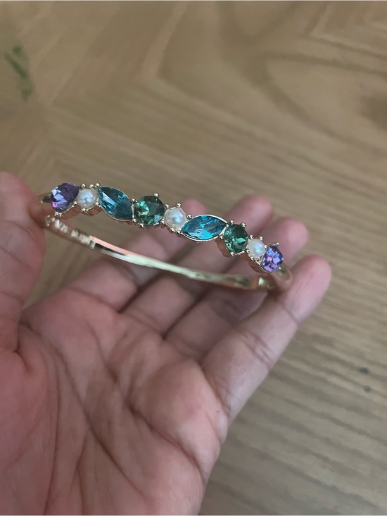 Anne Klein Jewelry - Anne Klein Gold-Tone Bracelet with Teal, Green, Purple & Pearl Accents